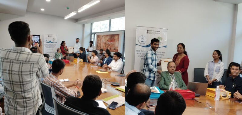 Top scorers Shaunit Nishant and Dharmendra Kumar felicitated by IIT Patna Faculty Smriti Singh.